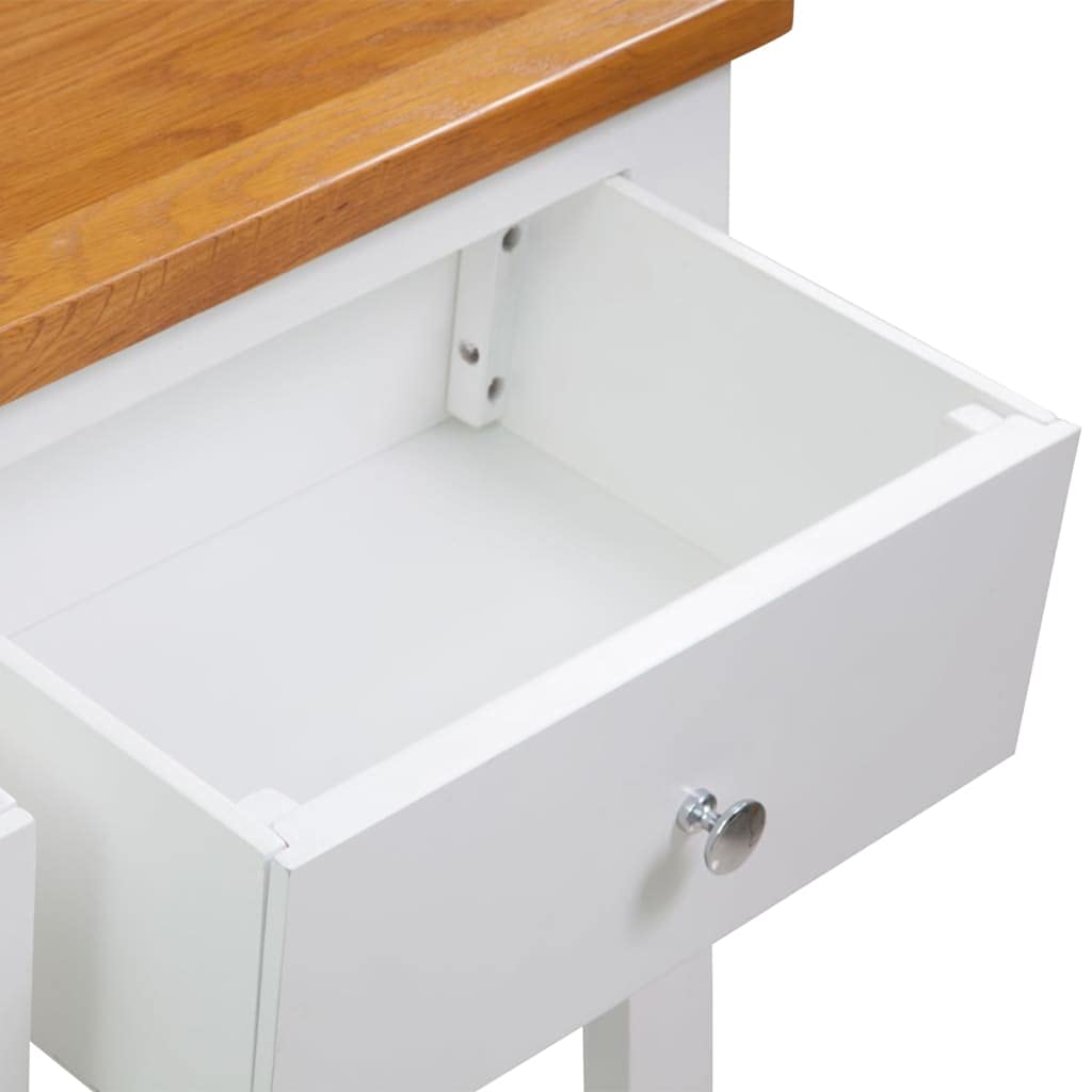 Solid Oak Wood Console Table with Two Drawers and Shelf E9477
