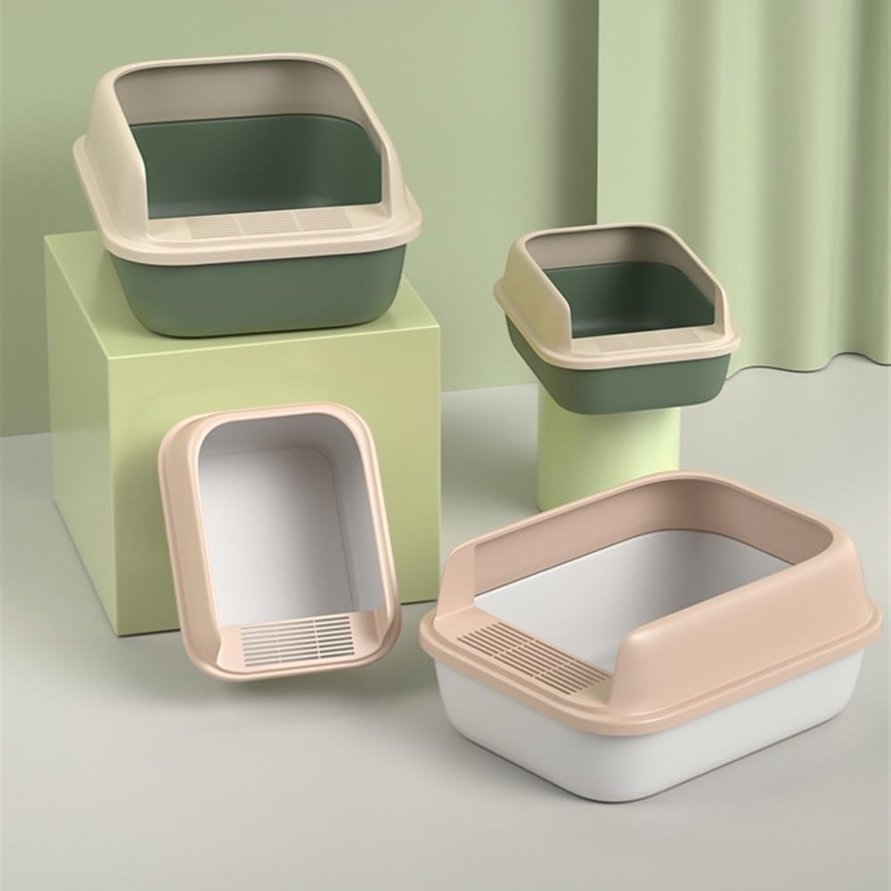 Semi-Open Cat Litter Box with High Sides O696658