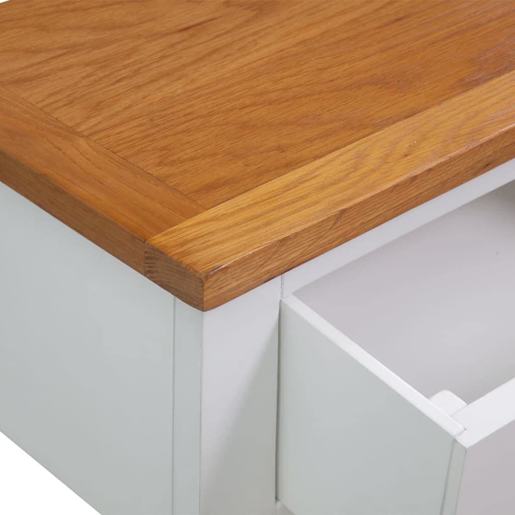 Solid Oak Wood Console Table with Two Drawers and Shelf E9477