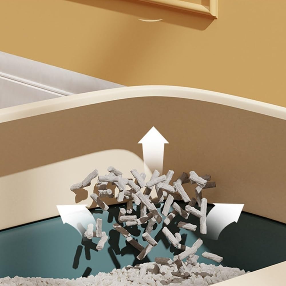 Semi-Open Cat Litter Box with High Sides O696658