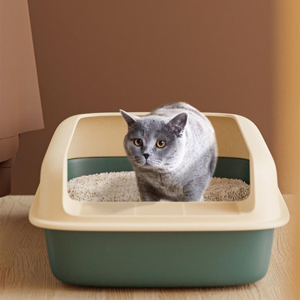 Semi-Open Cat Litter Box with High Sides O696658