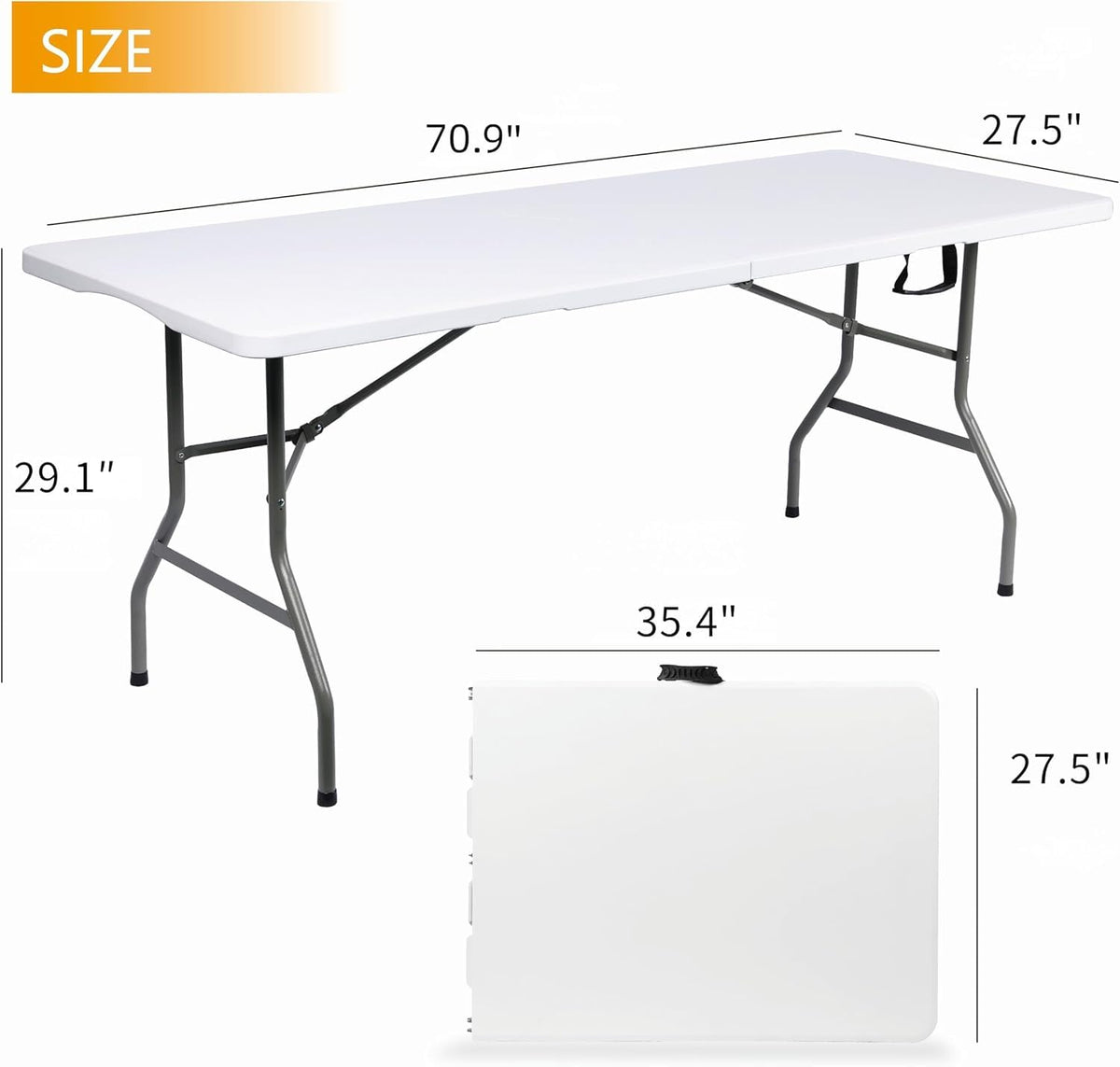 6ft Folding Table with Built in Handle & Steel Legs M8804
