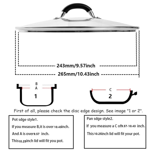 10.25 Inch Tempered Glass Lid with Stainless Steel Handle and Rim W451353