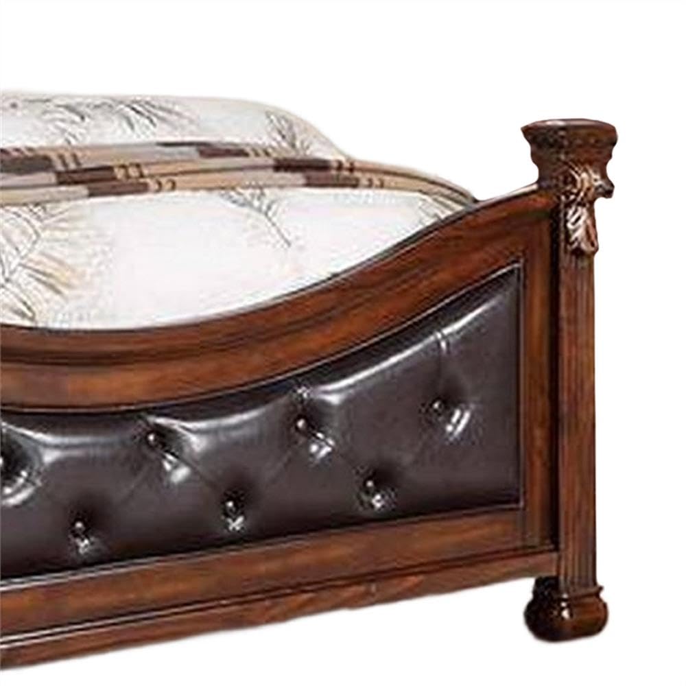 California King Bed with Tufted Vegan Faux Leather Headboard K762387