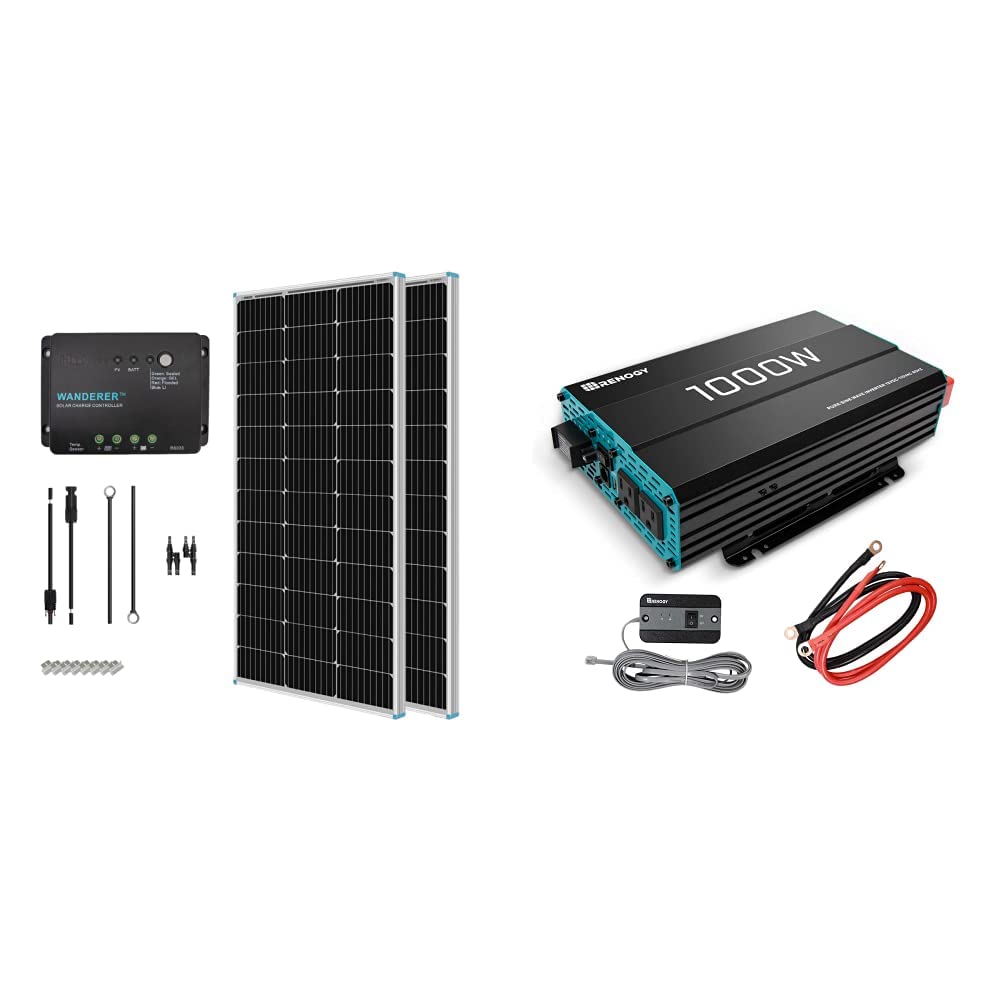 200 Watt 12 Volt Monocrystalline Solar Panel and 1000W Pure Sine Wave Inverter C3281