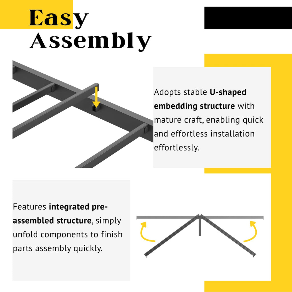 12" Metal Full Platform Bed Frame with Headboard N6250