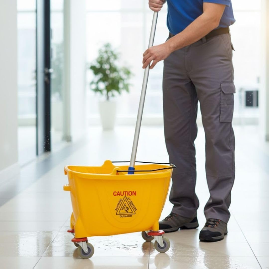 35 qt. Yellow Mop Bucket on Wheels P5523