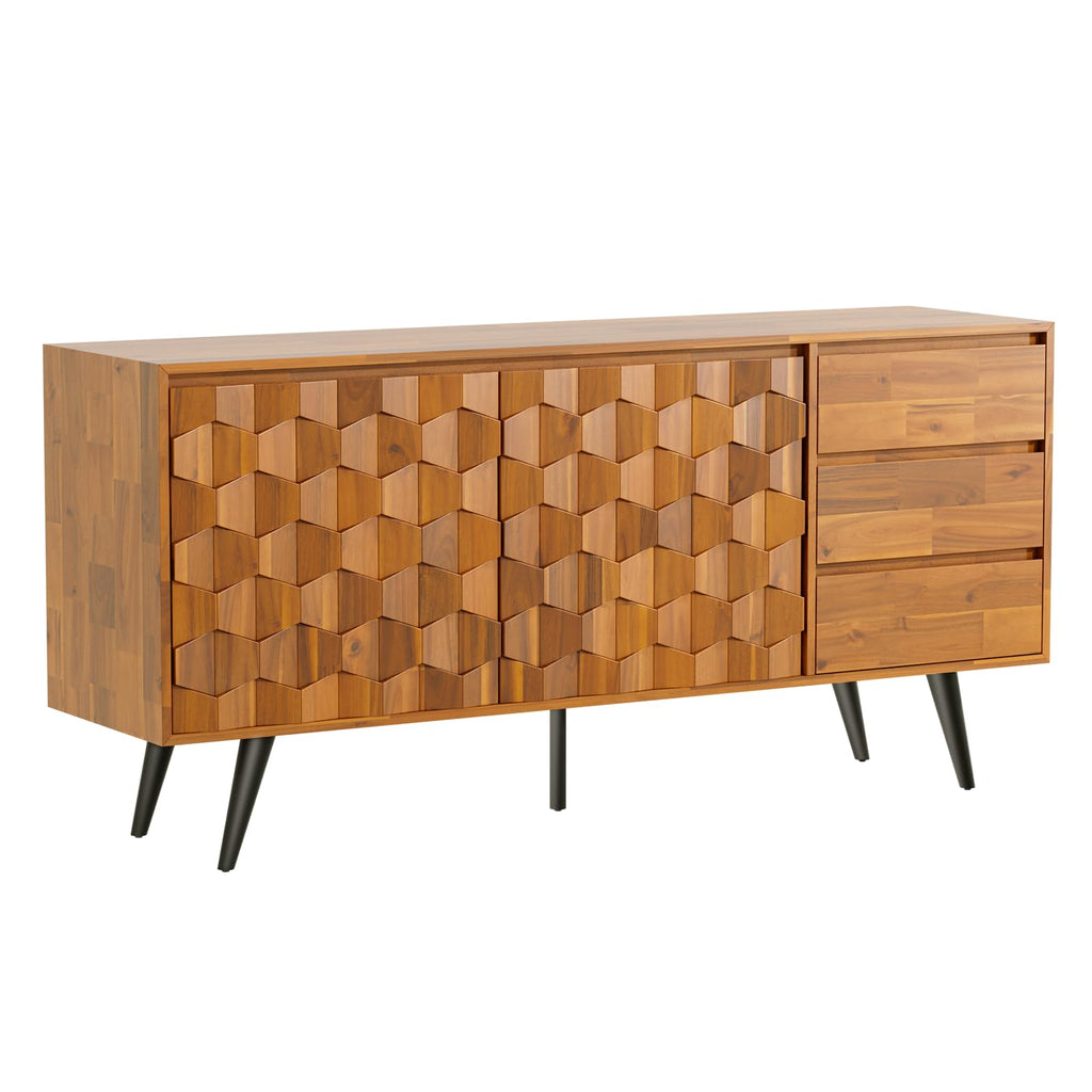 Teak Brown 2 Doors 3 Drawers Sideboard N5503