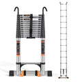 Telescoping Ladder 16.5 FT with Wheels & Hooks 330 lbs T432