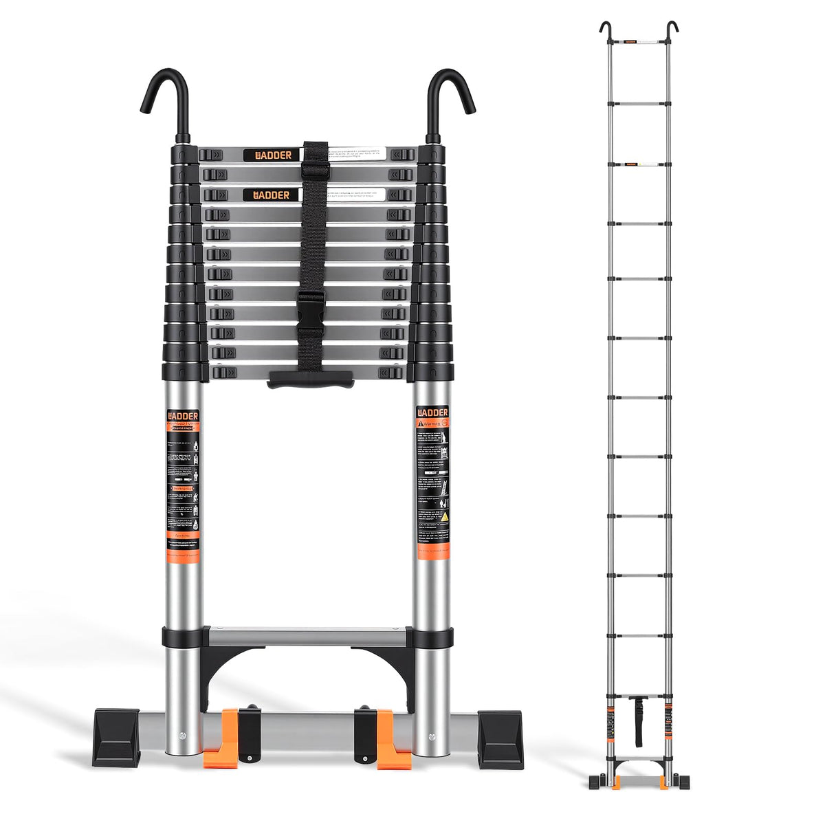 Telescoping Ladder 16.5 FT with Wheels & Hooks 330 lbs T432