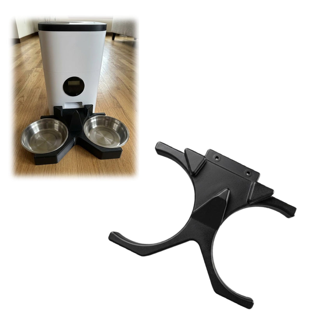 Black Dual Bowl Pet Food Splitter U351
