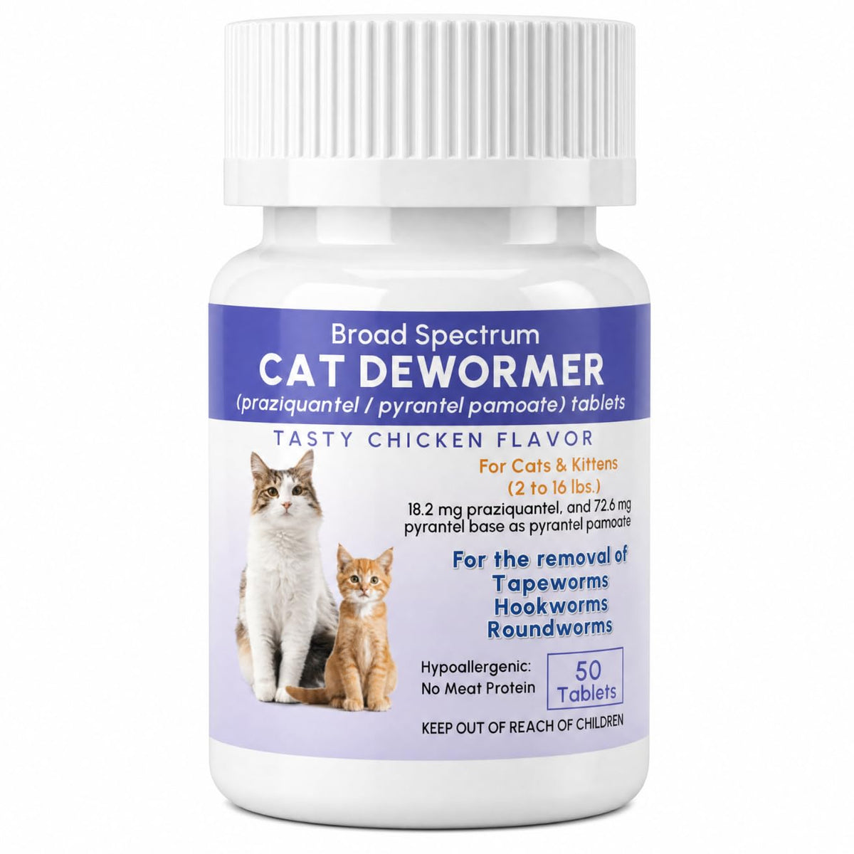 Broad Spectrum Cat & Kitten Dewormer 50 Tablets Z207