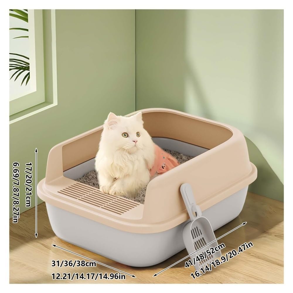 Semi-Open Cat Litter Box with High Sides O696658
