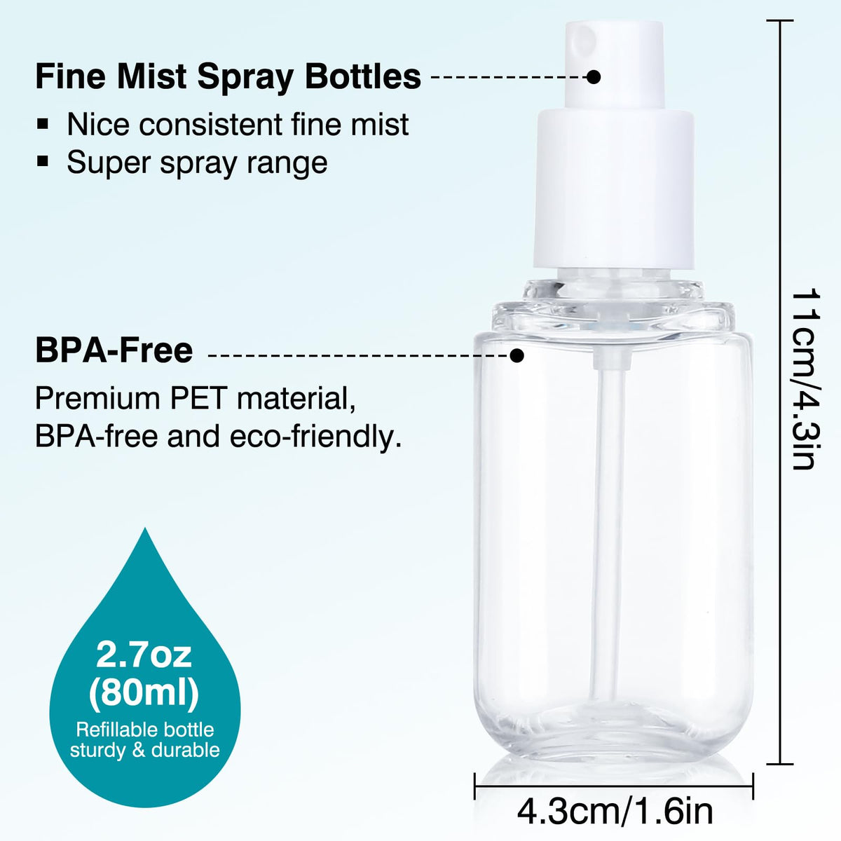 Fine Mist Spray Bottle 3 Pack 2.7oz R849