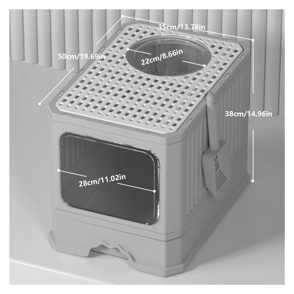 Foldable Cat Litter Box with Lid and Scoop E963635