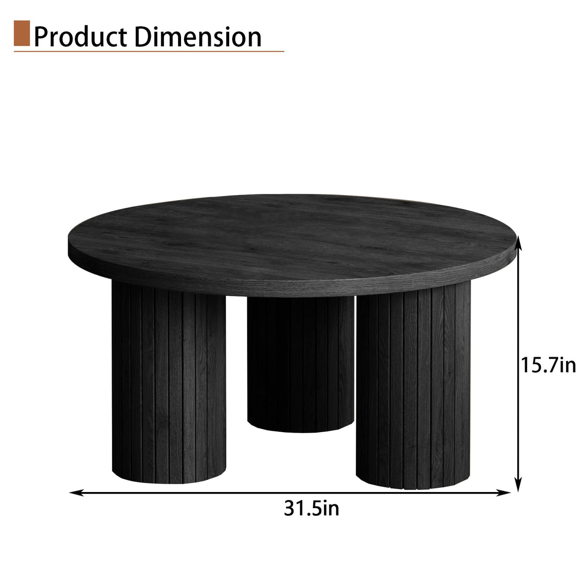 Round Wood Coffee Table with Fluted Legs U991190