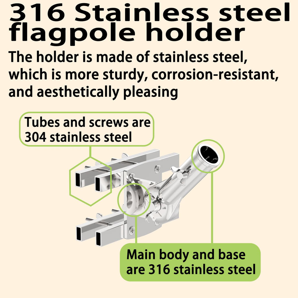316 Stainless Steel Flagpole Holder for 1-Inch Flagpoles F6334