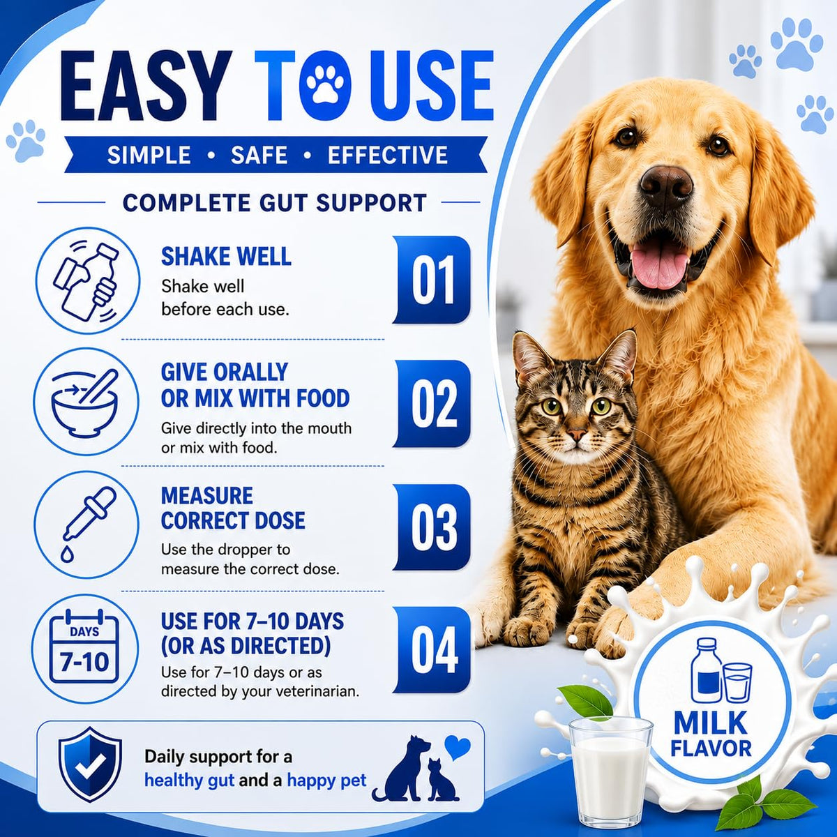 Milk Flavor Dewormer for Cats & Dogs 120ml with Dropper W1962