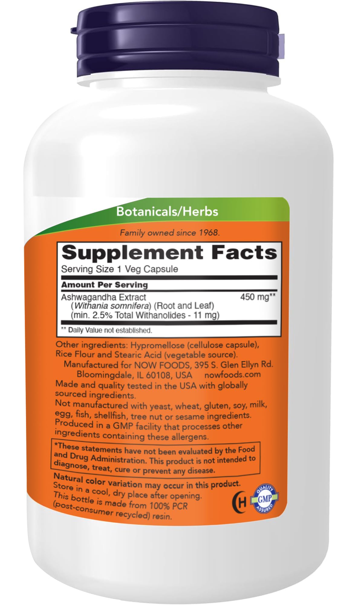 Ashwagandha Extract 450 mg Vegan 240 Veg Capsules C92457