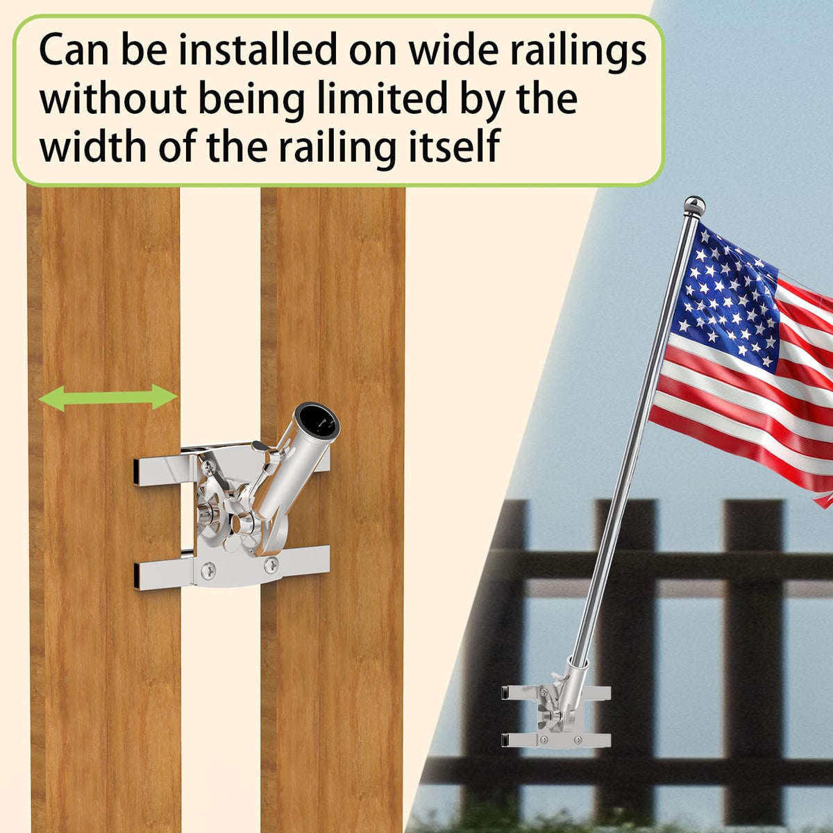 316 Stainless Steel Flagpole Holder for 1-Inch Flagpoles F6334