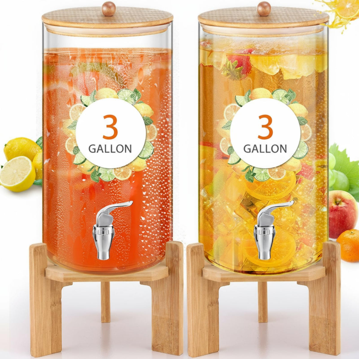 2 Pack 3 Gallon Glass Drink Dispensers H67856