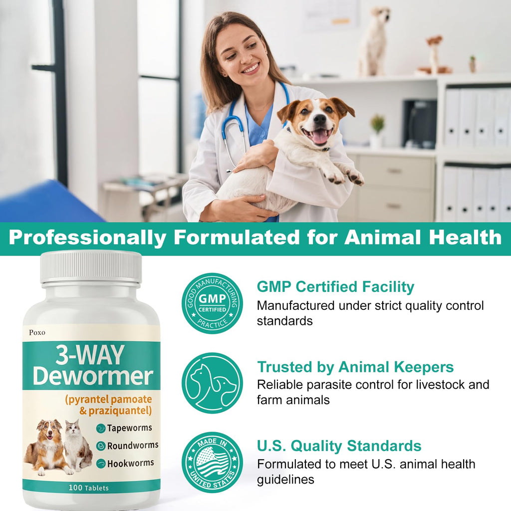 Pyrantel Pamoate and Praziquantel De-wormer Tablet for Dog & Cat 100 Tablets L720