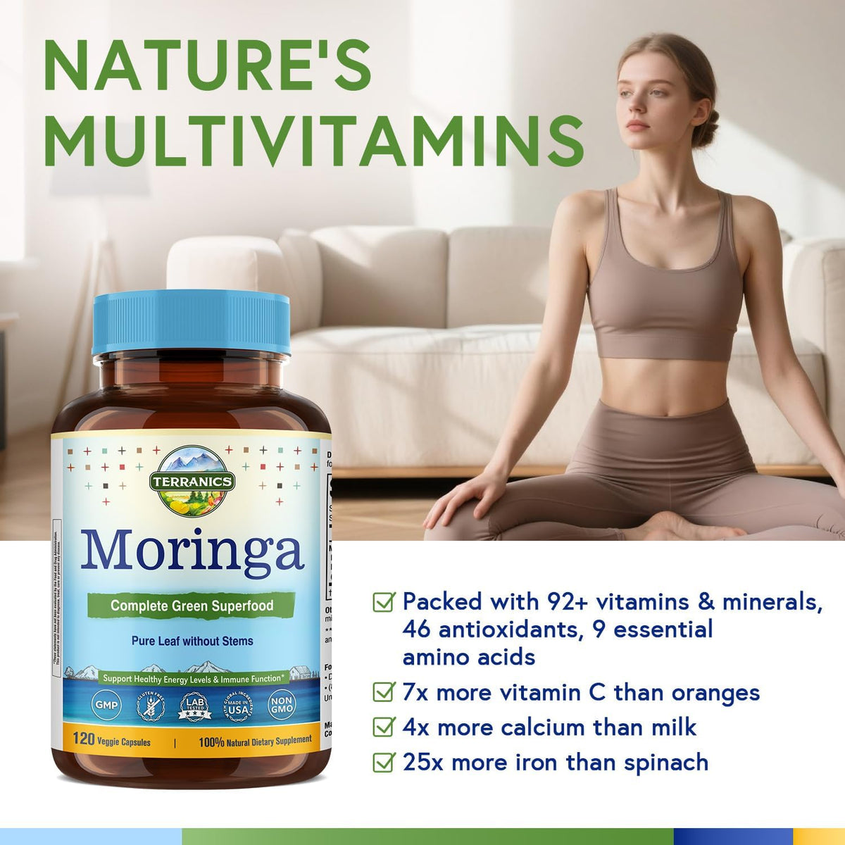 Moringa Oleifera Leaf Powder 120 Vegan Caps H196149