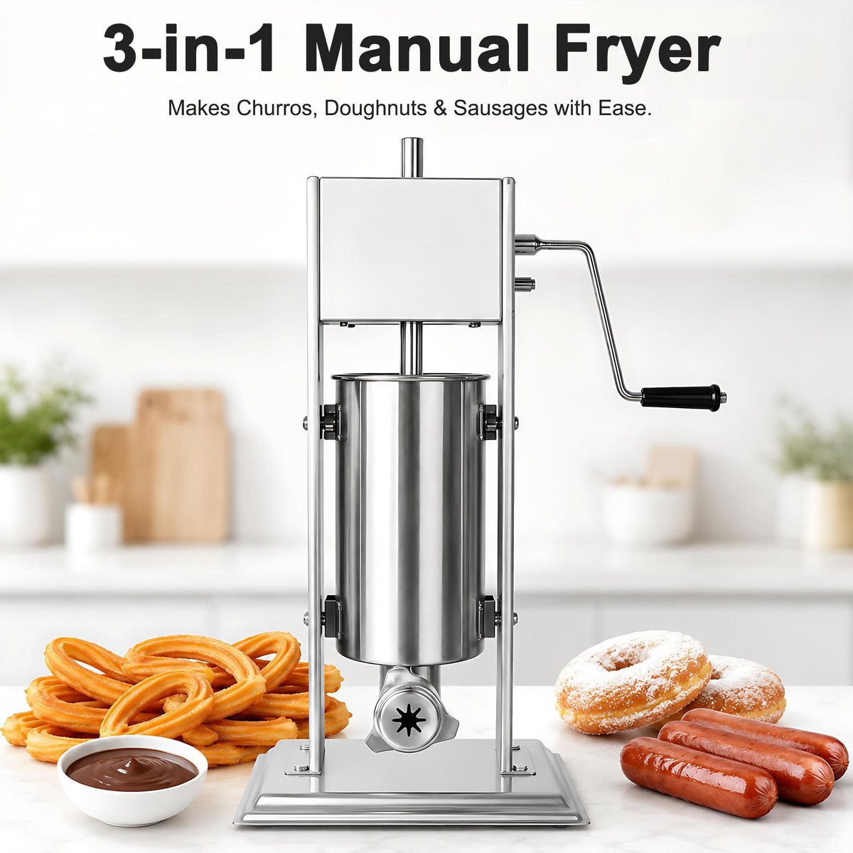 Manual Churros Maker with 4 Pastry Nozzles B35487