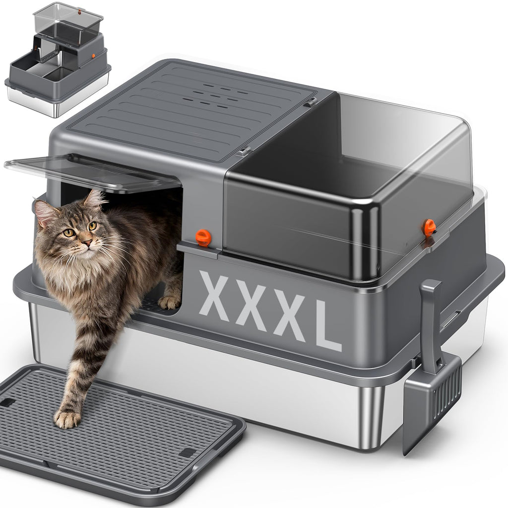 XXXL Stainless Steel Litter Box with Lid M30190