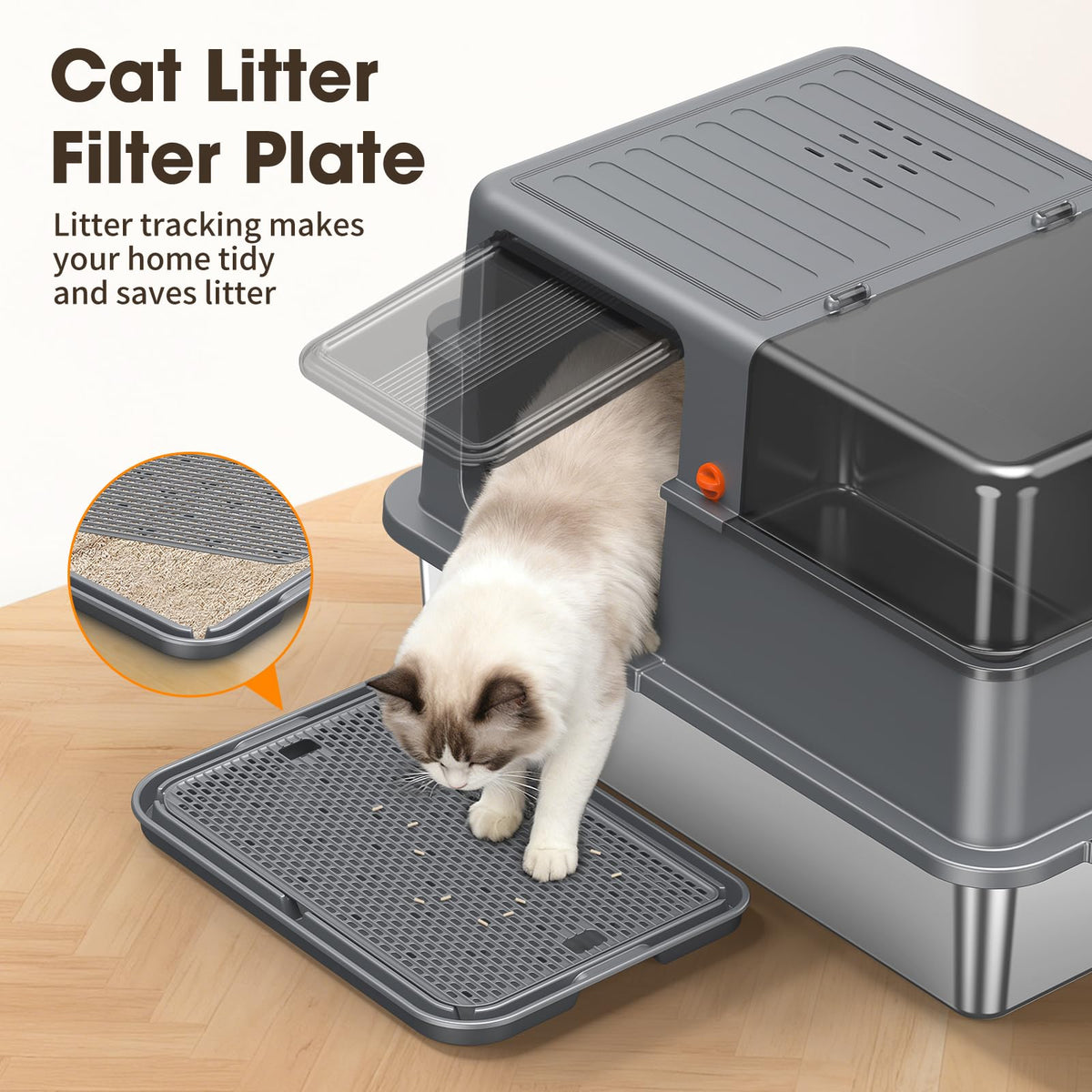 XXXL Stainless Steel Litter Box with Lid M30190