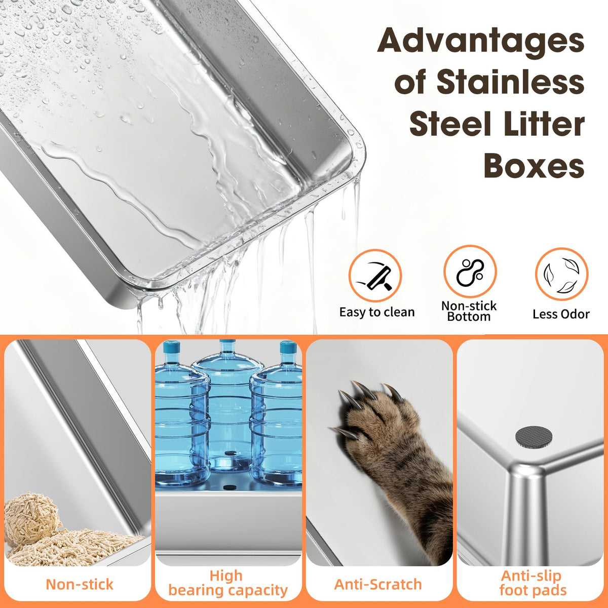 XXXL Stainless Steel Litter Box with Lid M30190