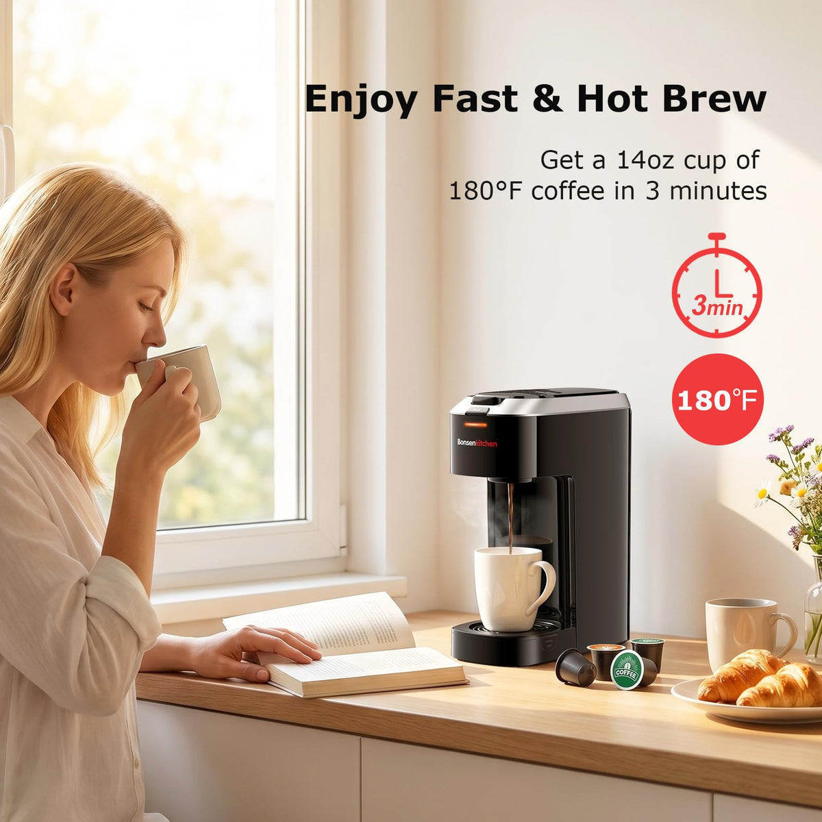 2-in-1 Single Serve Coffee Maker P531537