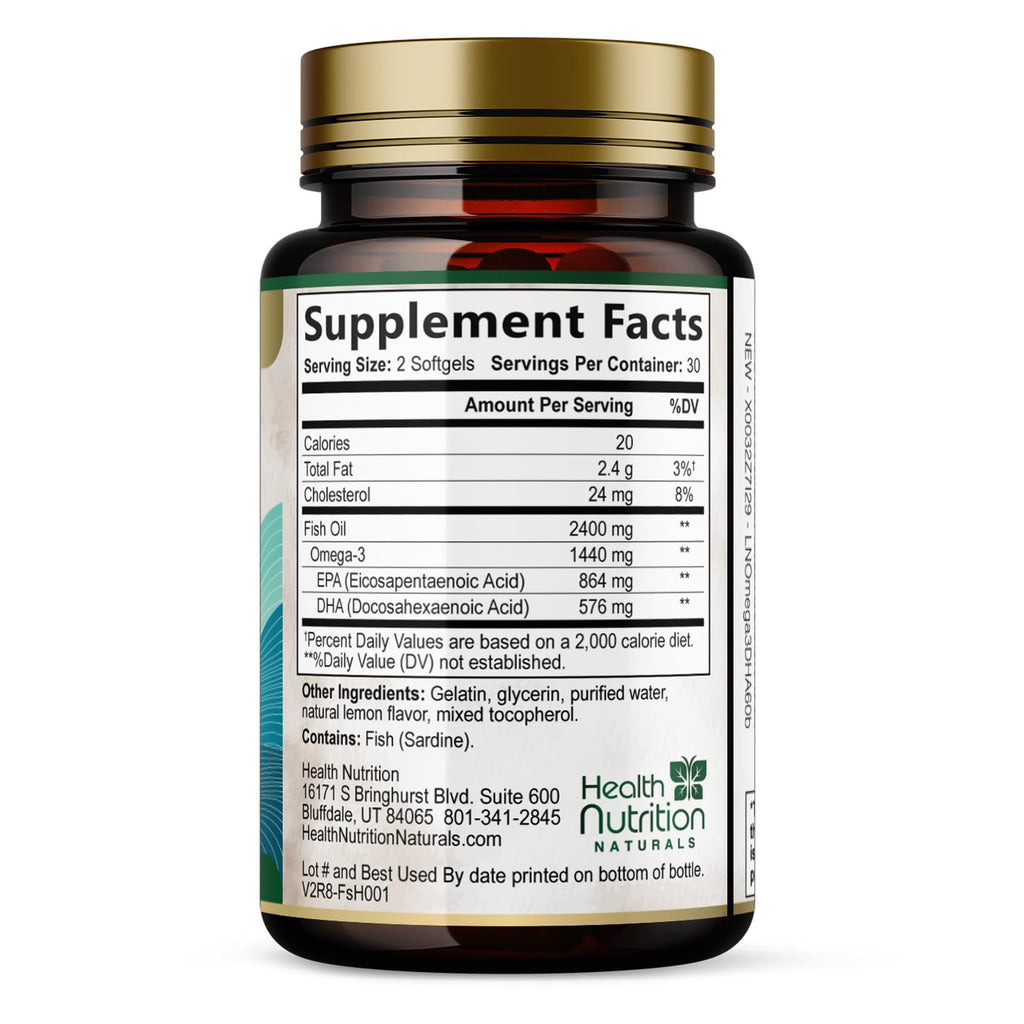 2400mg Omega 3 Fish Oil Softgels L200936