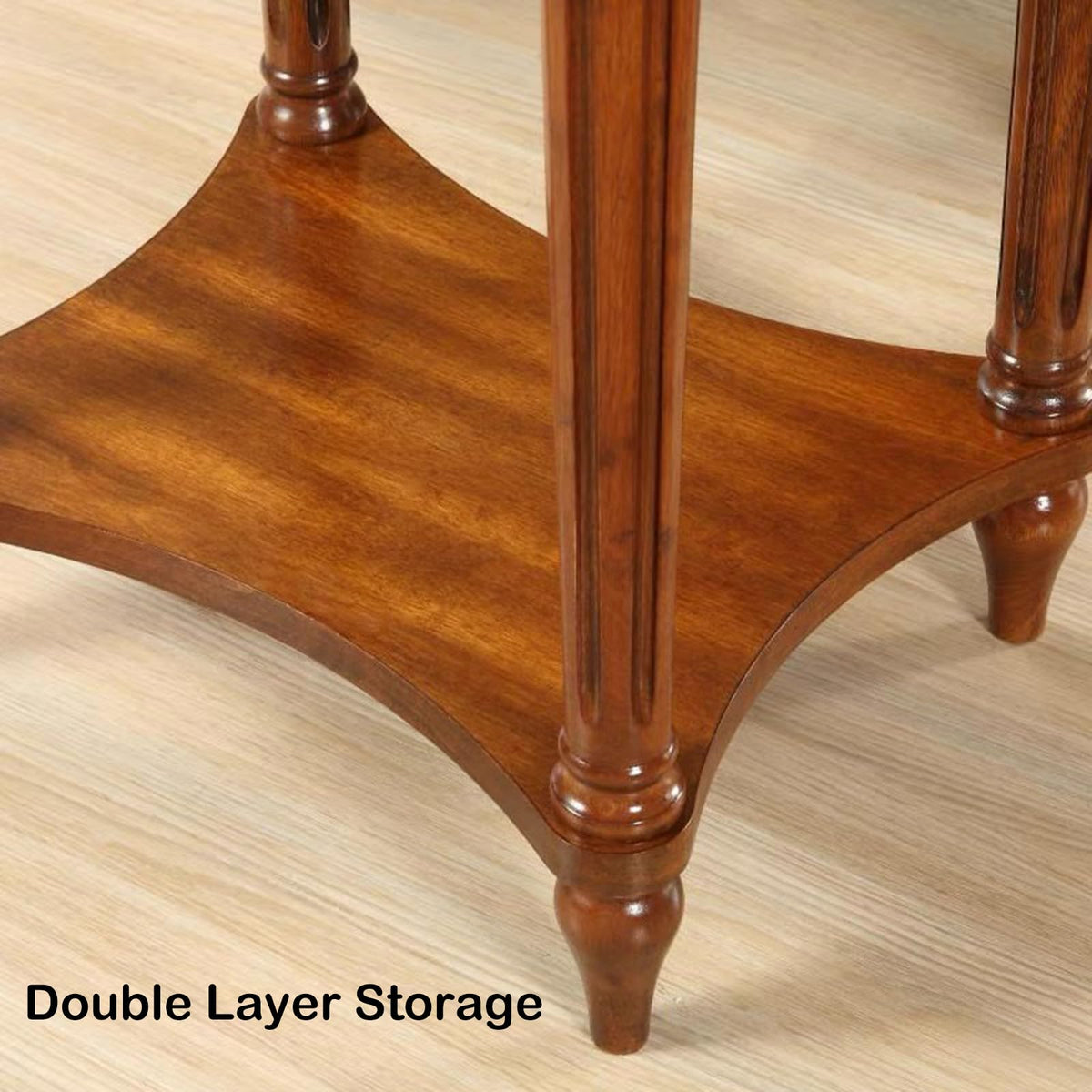 Oval Cherry Finish Wood End Table with Storage Shelf H67266