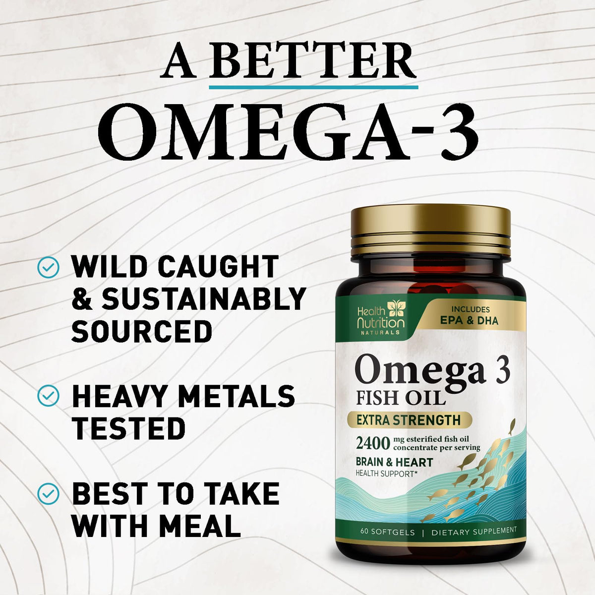 2400mg Omega 3 Fish Oil Softgels L200936