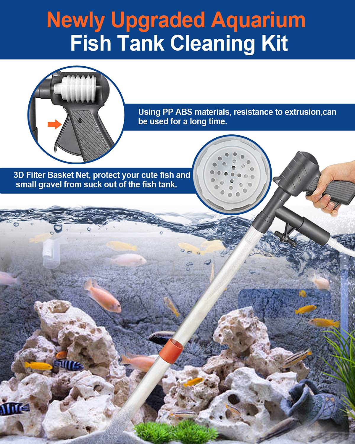 Aquarium Gravel Cleaner Vacuum Fish Tank Cleaner Kit X30380