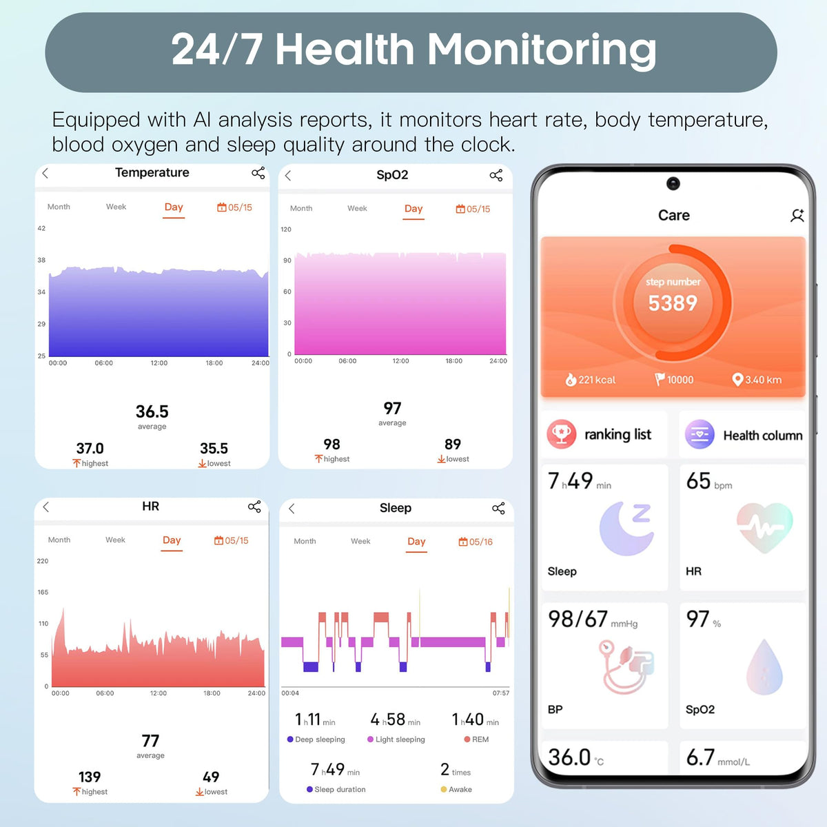 Black Blood Pressure Smart Watch Fitness Tracker S214