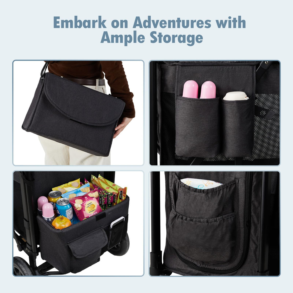 Foldable All-Terrain Double Wagon Stroller with Canopy I34520