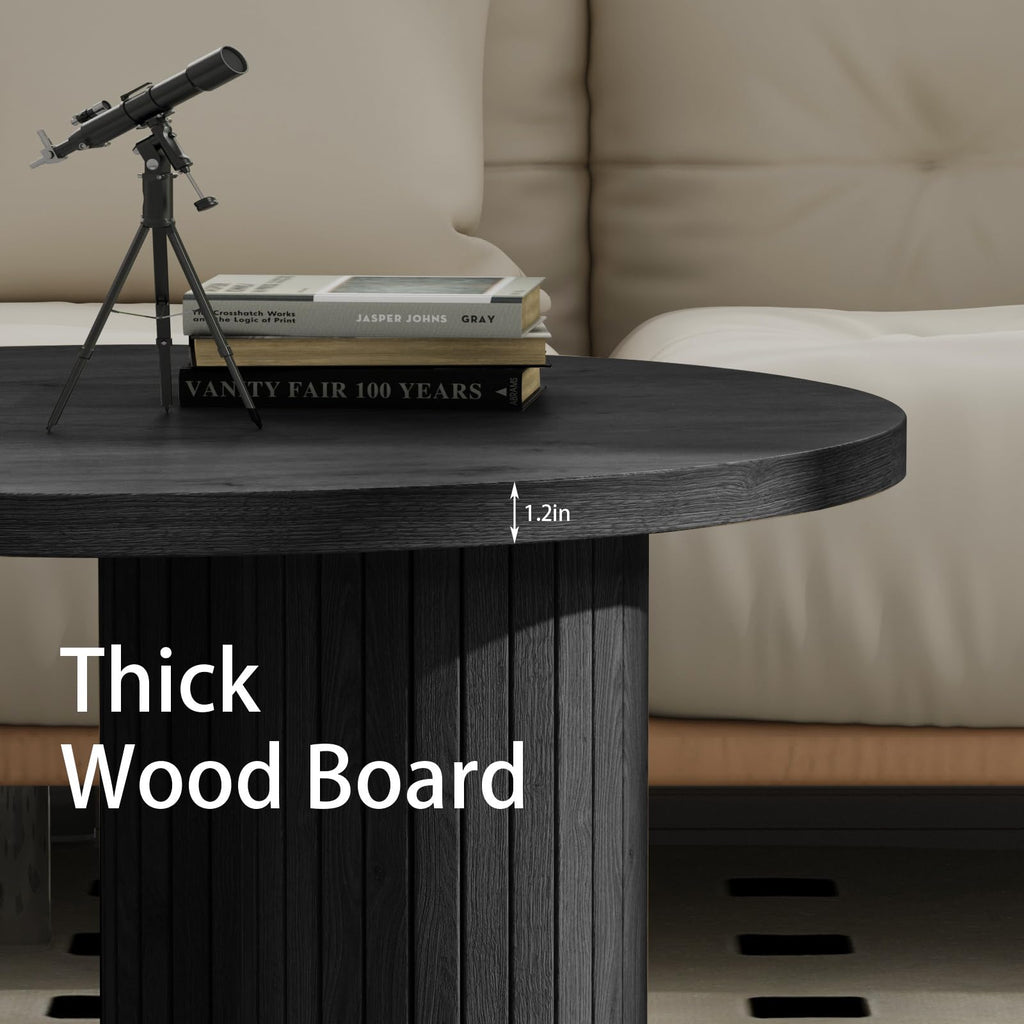 Round Wood Coffee Table with Fluted Legs U991190