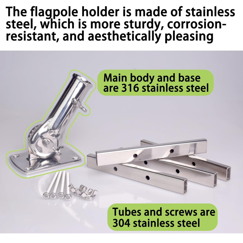 316 Stainless Steel Flagpole Holder for 1-Inch Flagpoles F6334