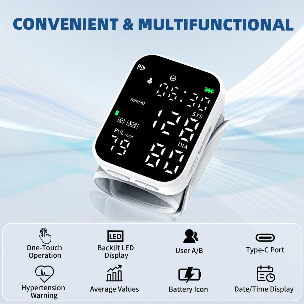 Black Digital Rechargeable Wrist Blood Pressure Monitor N4039
