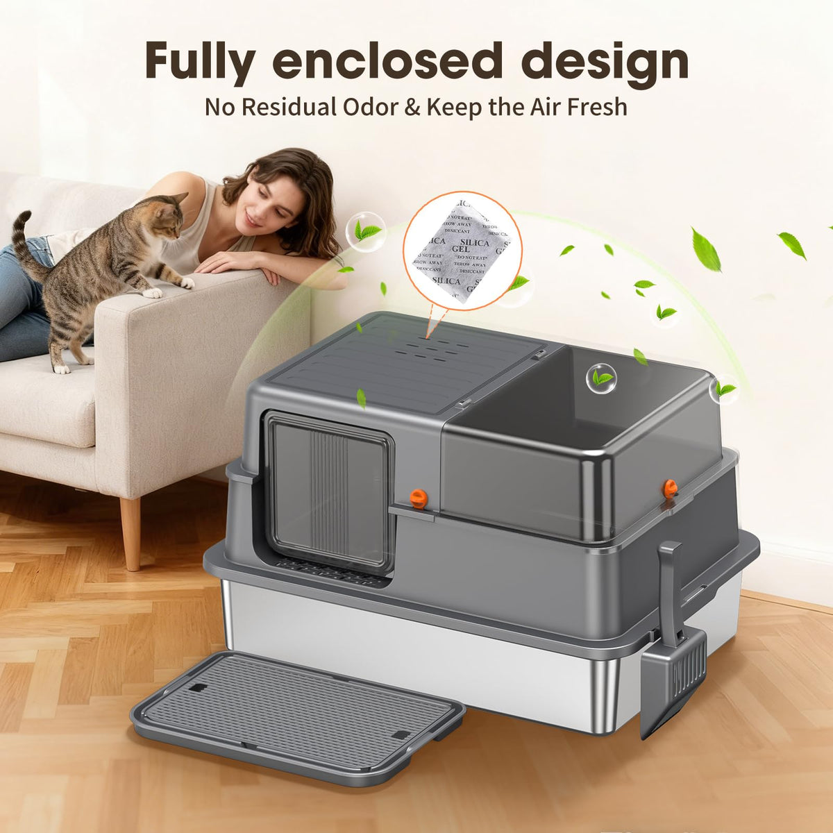 XXXL Stainless Steel Litter Box with Lid M30190
