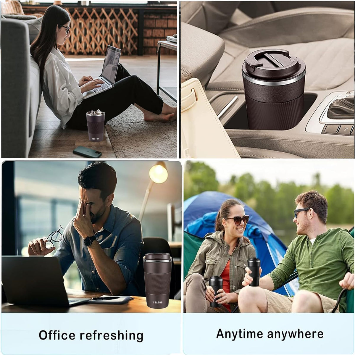 16 oz Stainless Steel Insulated Travel Coffee Mug with Lid K544