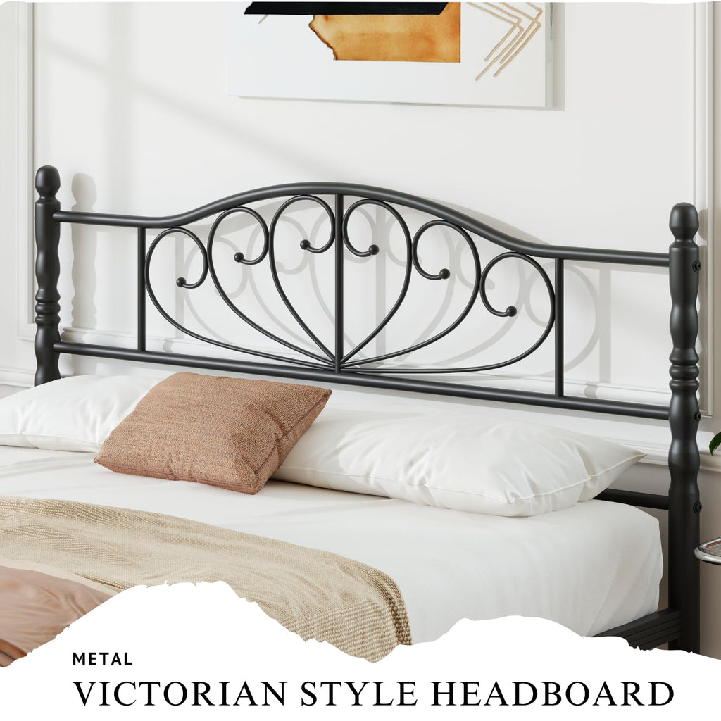 12" Metal Full Platform Bed Frame with Headboard N6250