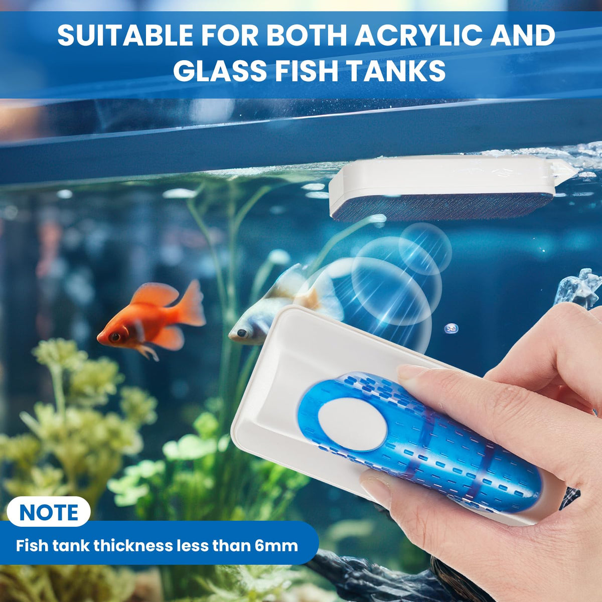 Aquarium Fish Tank Cleaning Tool Kit 4 Pcs Long Aquascape Tools Magnetic Glass Cleaner Brush 5 in 1 Gravel Cleaner and Siphon Vacuum S256