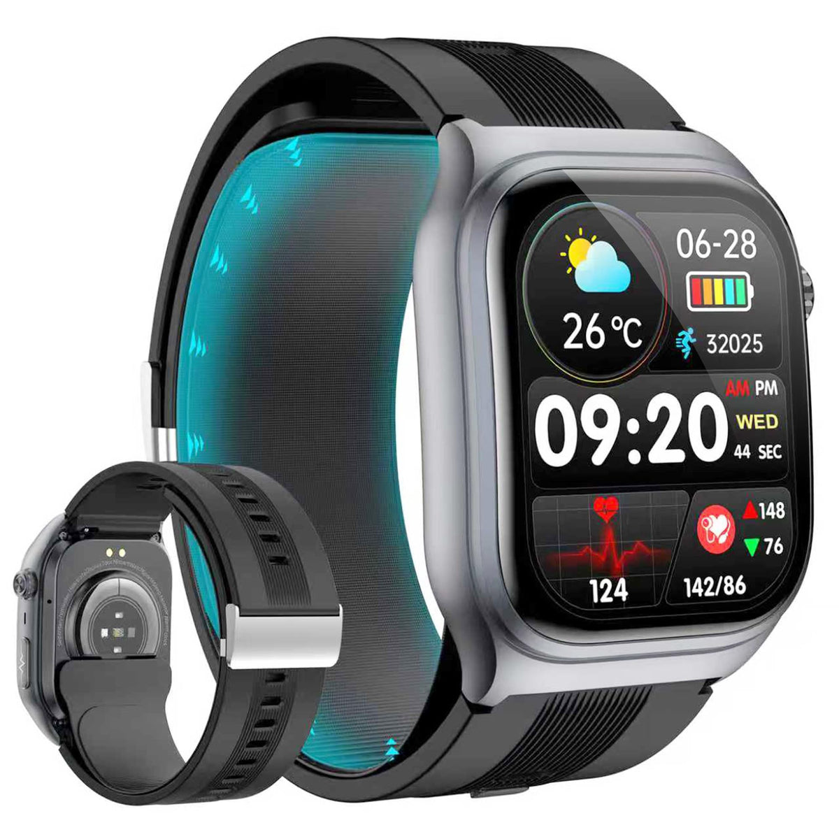 Black Blood Pressure Smart Watch Fitness Tracker S214