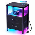 Black Smart Nightstand with Wireless Charging C42975