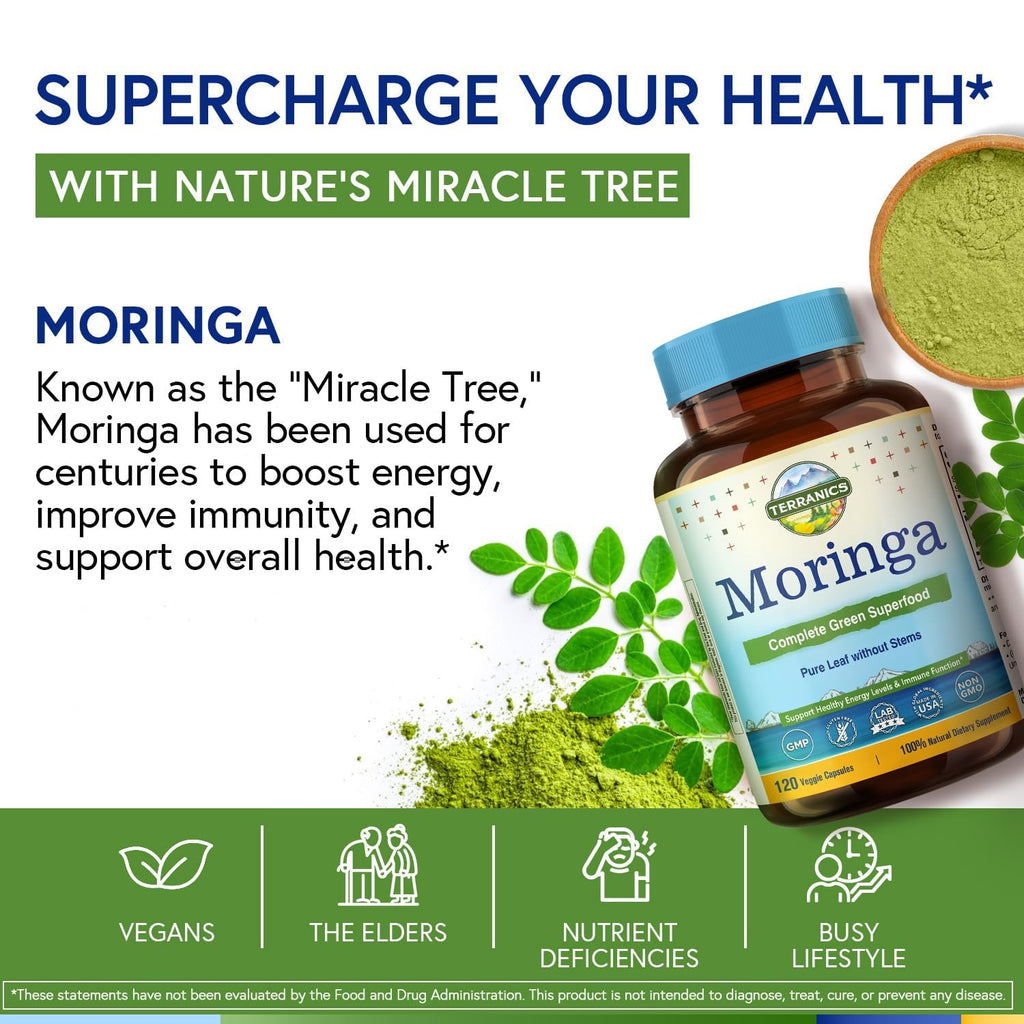 Moringa Oleifera Leaf Powder 120 Vegan Caps H196149