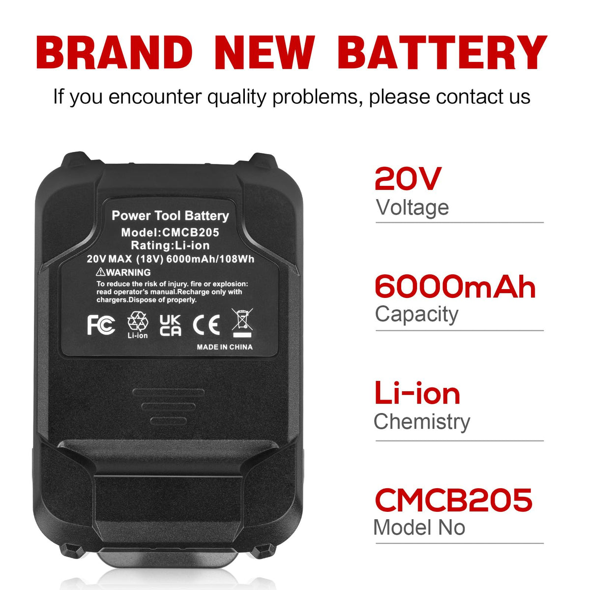 20V Lithium ion Replacement Battery P76323