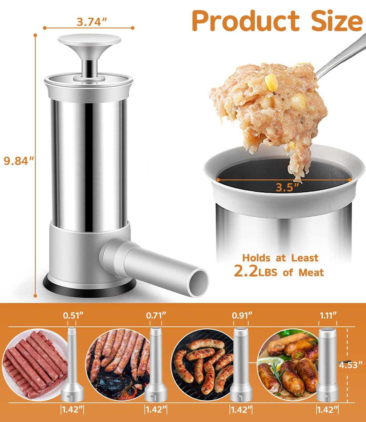Vertical Stainless Steel Sausage Stuffer 2.2LBS O426